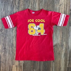 Vtg Champion Joe Cool Peanuts Schulz Tee Shirt Womens XL Red Sleeve Stripes 70s